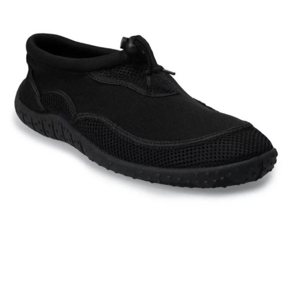Mens Water Shoes 10/11 Tek Gear Black Quick Dry EVA Closed Toe Toggle Closure